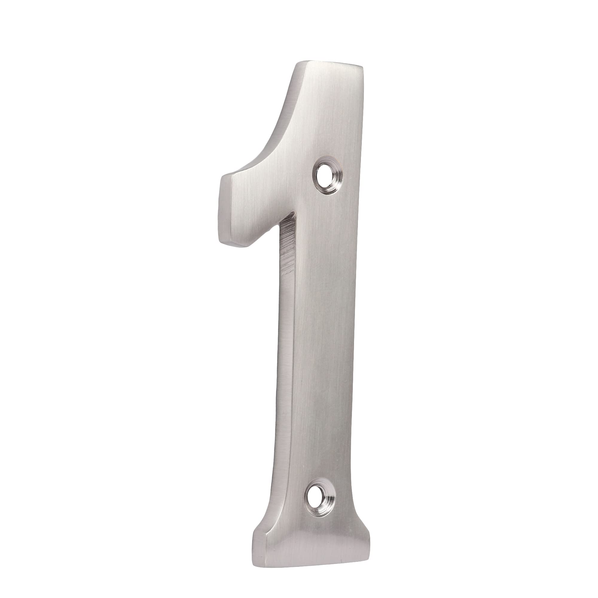 Skandh Brass Numeral Satin Nickle 4 inch House Address Numbers (Number 1, Silver)