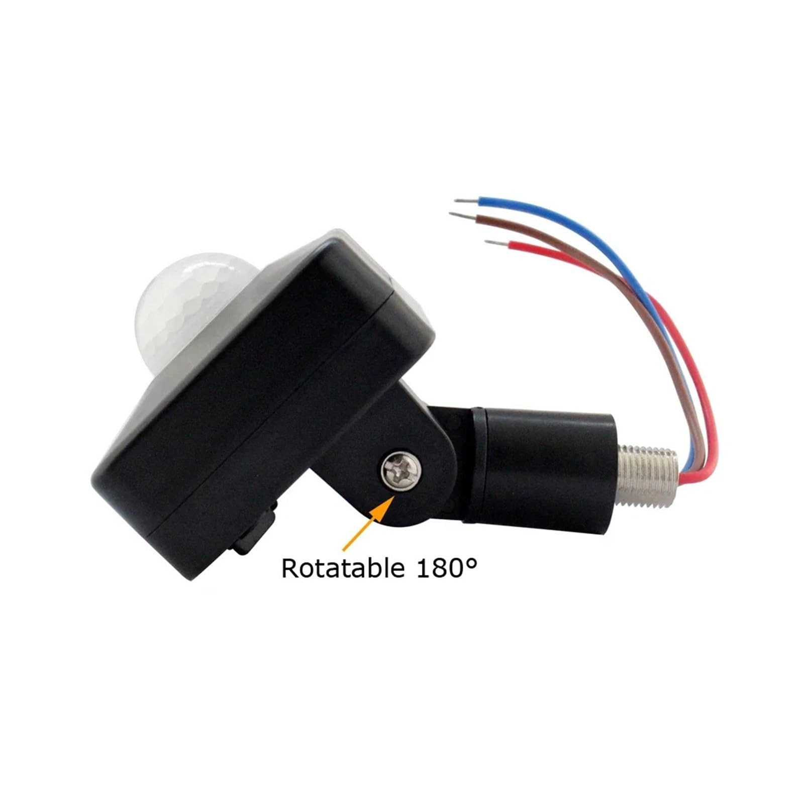 Sensor de movimiento LED 220V 110V 12V Detector PIR rotación de 180 grados temporizador for exteriores interruptor de luz Sensor de movimiento PIR(Black,12 V)