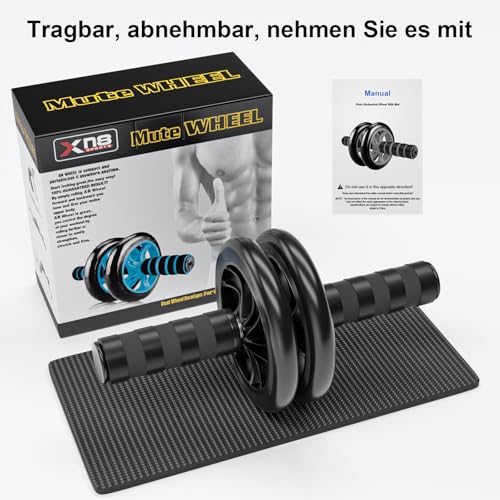 Bnlei Bauchroller mit Matte, Abdominal Trainer Bauchtrainer für Zuhause, Ab Roller Wheel Effektives Bauchmuskel Fitness Zubehör Trainingsgerät für Männer und Frauen