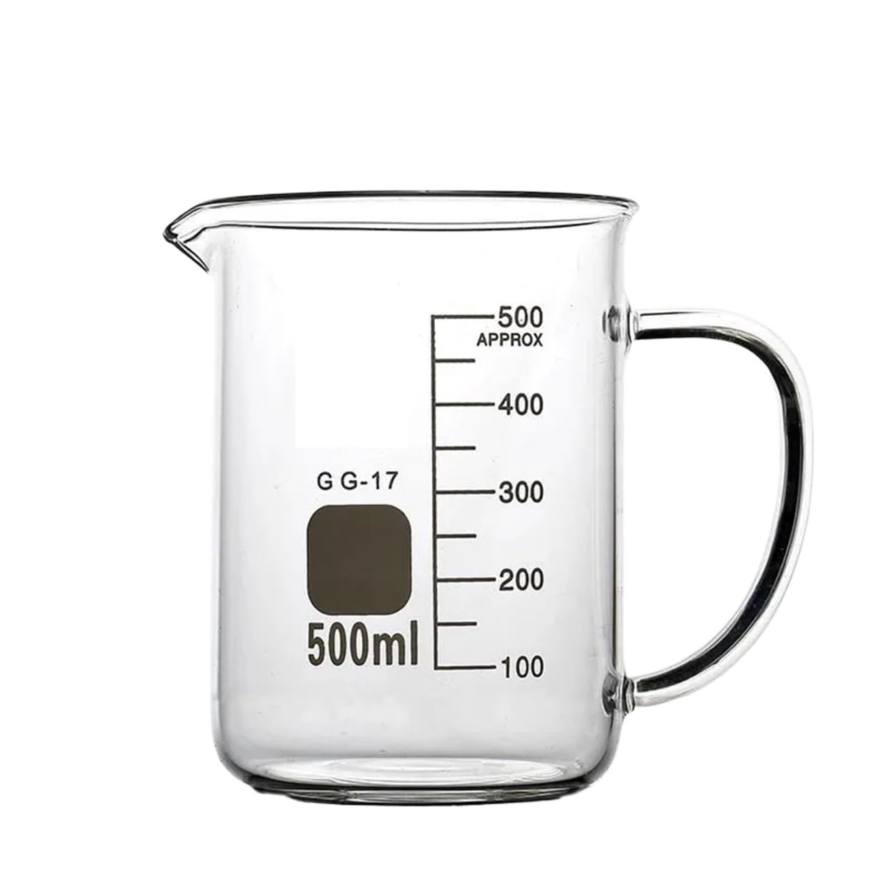Becher con Manico in Vetro borosilicato, misurino, becher con beccuccio versatore 50-800 ml (100 ml x 2 Pezzi)