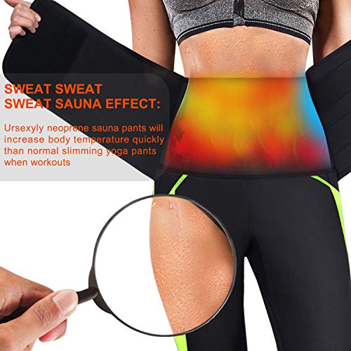 image for Ursexyly Women Sauna Yoga Pant Capris Fat Control Sweat Legging with W