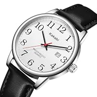 Kakabi Watch for Men, Easy Reader Unisex Analog Quartz Waterproof Wristwatch with Date and Leather Band, Casual Simple Fashion Mens Watches Gift — image 2