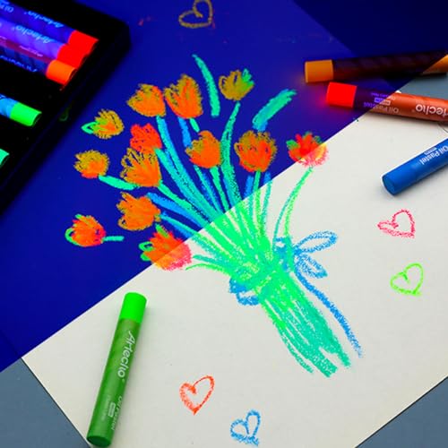 Image of Artecho Neon Oil Pastels Set, 12 Colors, 6 Packs (10 x 70 mm) | Soft Oil Pastels, For Art Painting, Drawing, Blending, For Artists, Beginners, Students, Teacher