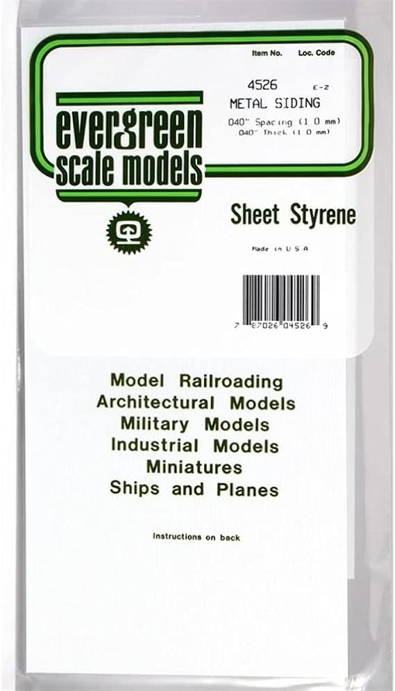 Evergreen 4526 Corrugated Sheet Game, 1 x 150 x 300 mm, Grid 1.00 mm, Pack of 1