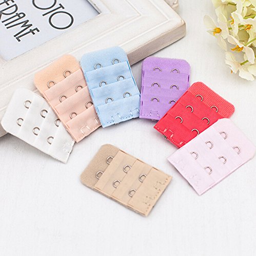 Ewanda store 17 pcs Women 2 Hook 3 Rows Spacing Bra Extender Strap,Color in Random