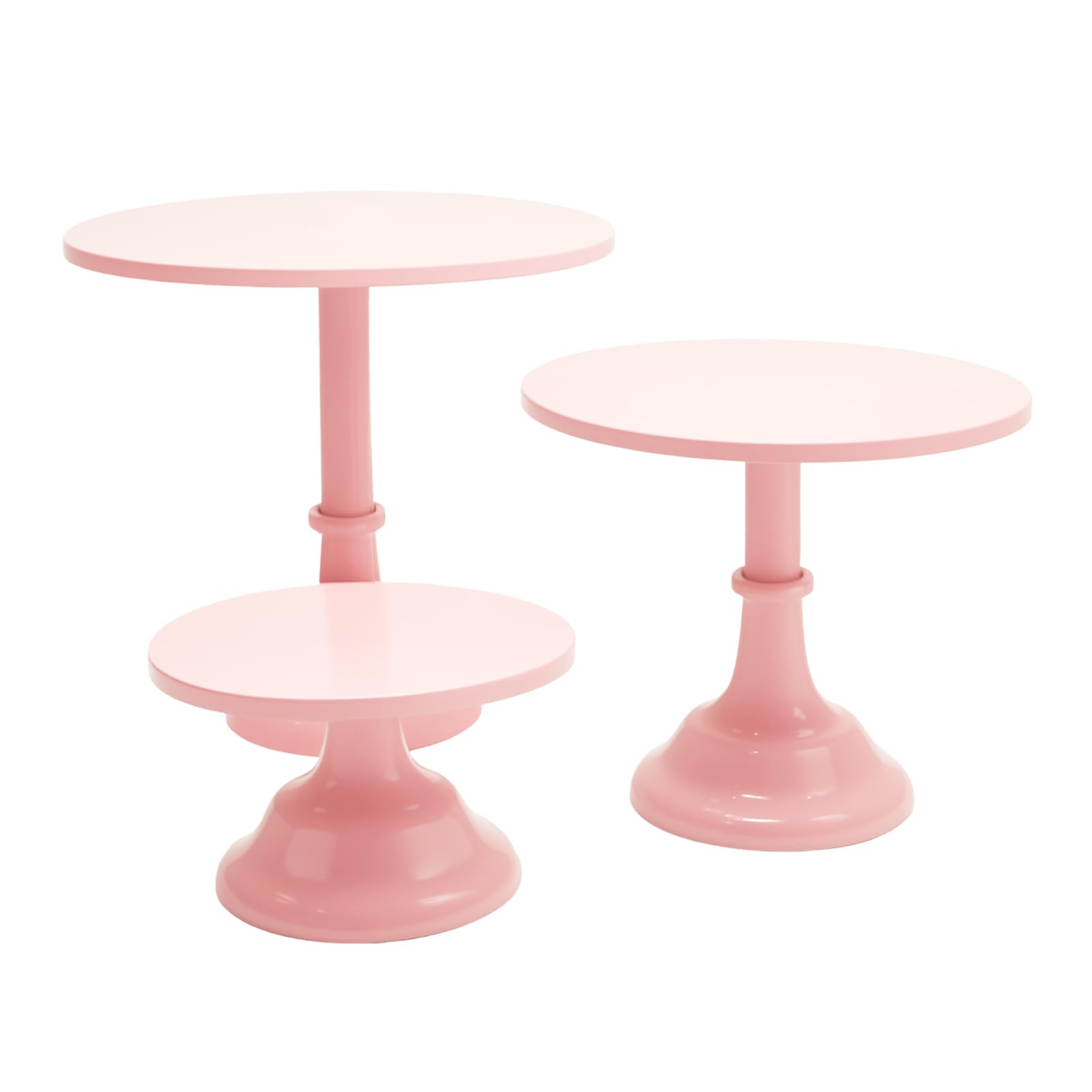 VIKKSAER Juego de 3 soportes para tartas rosas, soporte de exhibición de postres de metal de 8/10/12 pulgadas, adecuado para bodas, cumpleaños y fiestas