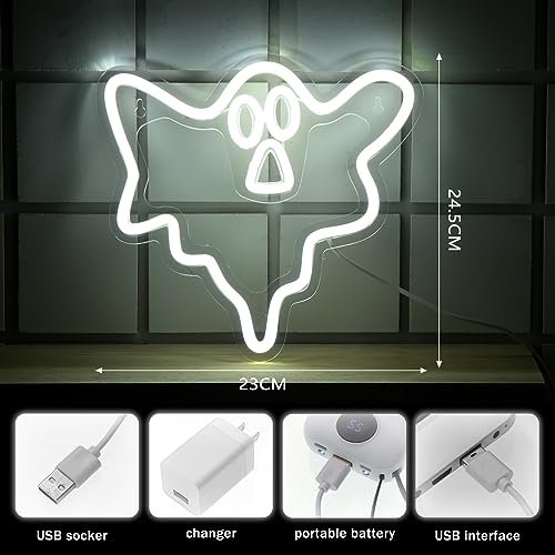 Image of Treela 3 Pcs Ghost Neon Signs White LED Ghost USB