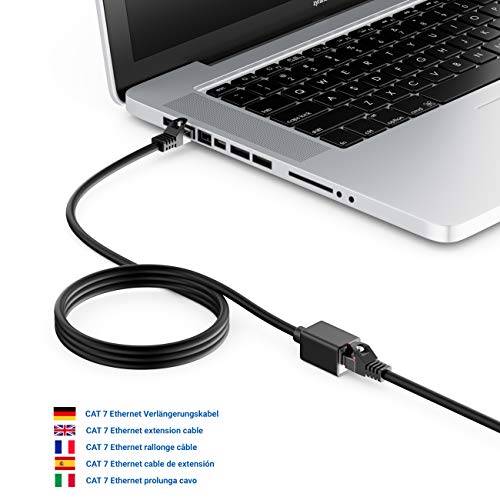 Câble Réseau CAT7 DeleyCON 0,25m - Blindé S/FTP, 10 Gbit/s, 600 MHz, Gaine Nylon - Pour Connexion Ultra-rapide Routeur, PC, TV, Console - 8