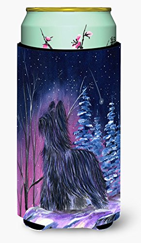 Caroline's Treasures SS8366TBC Starry Night Briard Tall Boy Hugger Can Cooler Sleeve Hugger Machine Washable Drink Sleeve Hugger Collapsible Insulator Beverage Insulated Holder