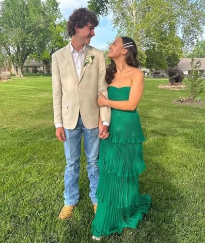 Strapless Tiered Chiffon Prom Dresses Corset Long Formal Gown Wedding Bridesmaid Homecoming Dress for Teen4