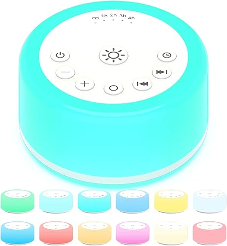 ColourNoise Máquina de sonido Máquina de ruido blanco, 12 colores, luces nocturnas, máquina de ruido marrón con 30 sonidos relajantes, máquina de