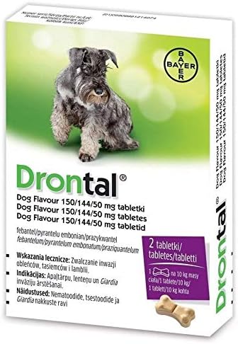 Bayer Drontal Worming Tablet for Dogs, Pack of 2 tablets