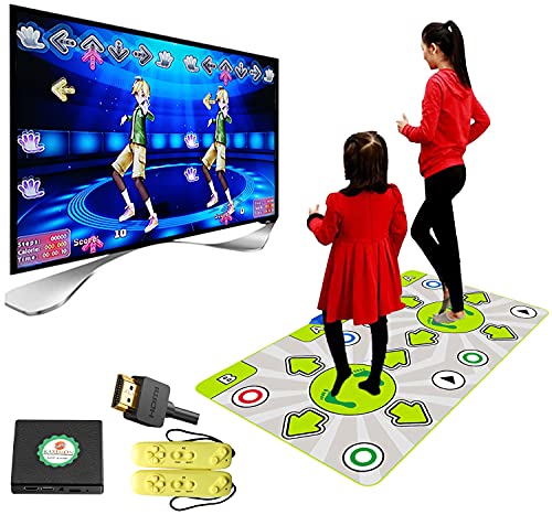 KAXIMON Tapis de Danse Double pour Filles, Tapis de Danse sans Fil avec Manuel en Anglais et Sortie HDMI, Tapis de Danse intégré 128 Jeux de Musique Cover
