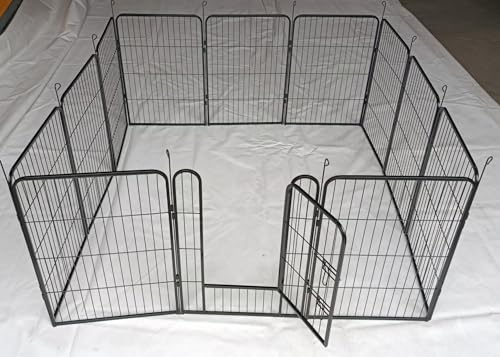 Welpenauslauf Gehege Zwinger Laufstall Hundezaun Tiergehege Hundekäfig Gitterzaun Auslauf 12-TLG. 80cm hoch Kleintierstall, Kleintiergehege, Transportgitter, Hasenauslauf, Campingzaun, Campinggitter,