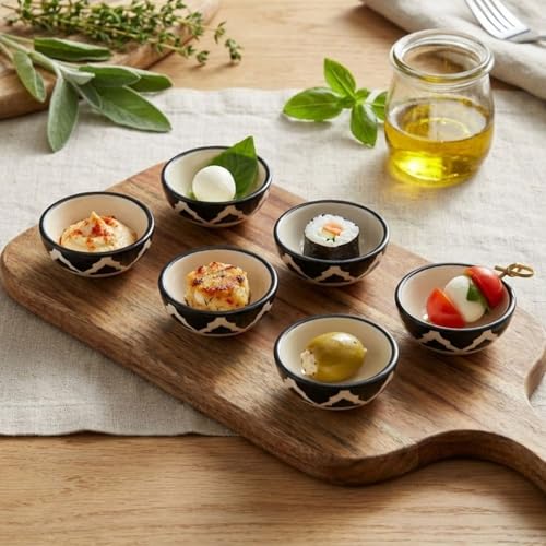 Image of Ceramic Durable Serving Bowl for Kids, Adults & Everyday Dining Suitable for Homes, Kitchen Counters, Cafes, Small Eateries, and Food Tables Dishwasher Safe & Microwave Safe (Black, Set of 2)