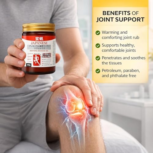 Image of Japanese Formula Soothing Massage Gel for Joint & Muscle Pain Relief - Arnica, Mugwort, Hyaluronic Acid - Back, Neck, Knee & Leg Massage Balm - 100% Herbal Fast Absorption Formula
