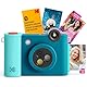 KODAK Smile+ 2-in-1 Digitale Sofortbildkamera & kabelloser Bluetooth-Fotodrucker - 10MP, Spezialeffekt-Drehobjektiv, Zink 2x3” Klebefotos, Drucken über Fun-App von Smart Devices - Blau