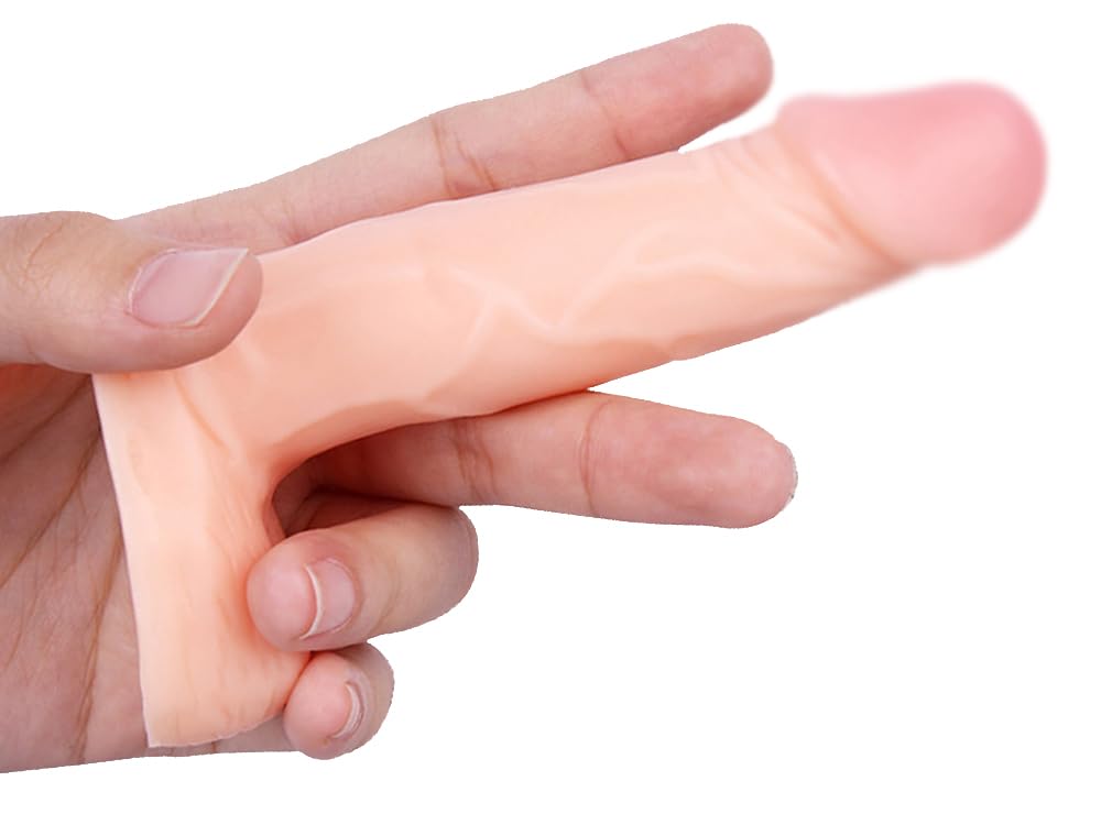 4 in Realistic Small Dildo Beginner Anal Plug Soft Anal Dildo with Curved Shaft and Balls Adult Anal