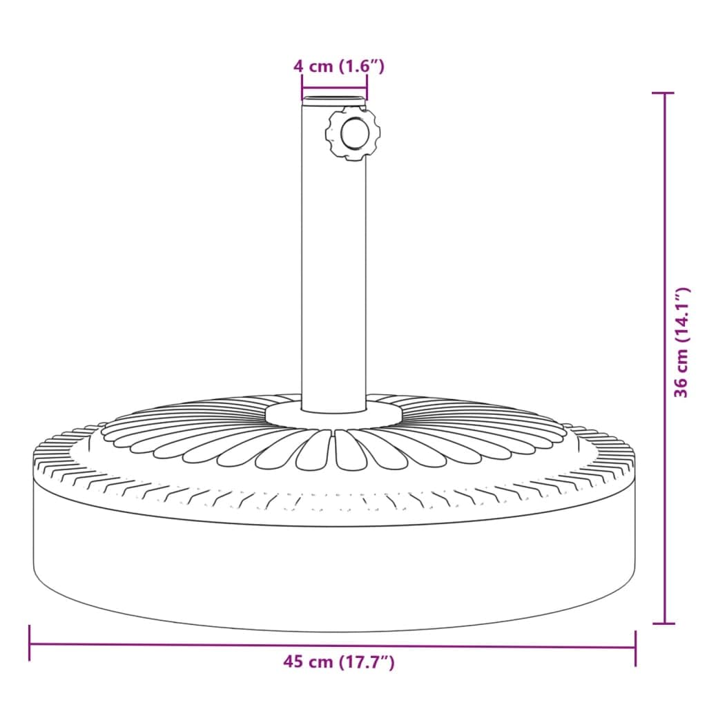 Stojak na parasol przeciwsłoneczny 25 kg z wzorem liniowym, PE i betonem, maszt Ø 38/48 mm, stabilna podstawa do ogrodu, na balkon, taras, w zestawie z 2 adapterami, odporny na warunki atmosferyczne i