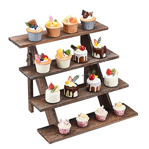 BestAlice Torre de madera para cupcakes y soportes de exhibición, elevador de exhibición de madera de 4 niveles para eventos de proveedores, soportes para cupcakes de granja, soporte de exhibición de