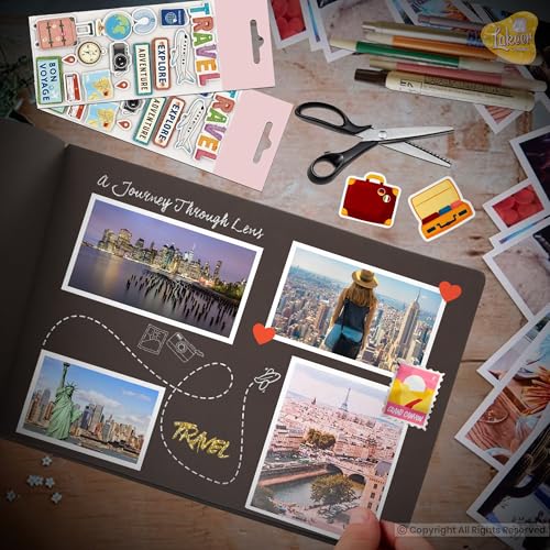 Image of Lakeer 14.5 x 10 Inch DIY Scrapbook-Photo Album | 15 Sheets + 3 Sheets Free (36 Pages)-300 GSM Thick | For Photo Album, DIY Craft, Scrapbooking Activity, Sketching (Coffee Brown)