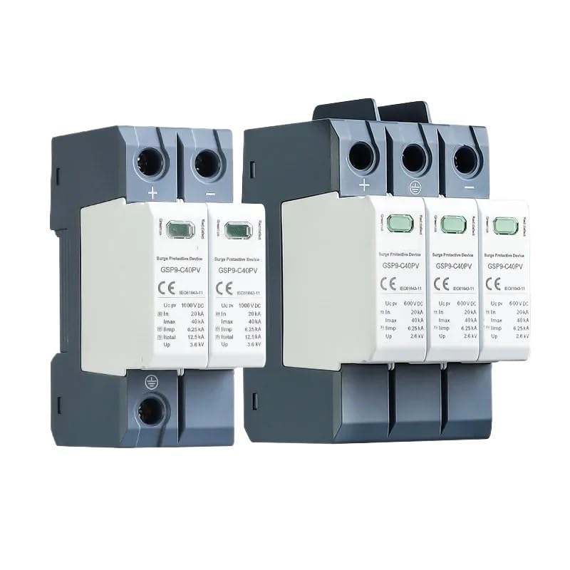GSP9 DC Surge Protector PV SPD 600V 1000V 1500V 20KA 40KA SPD 2P 3P Surge Protective Device Lightning Protection(2P 1000VDC)