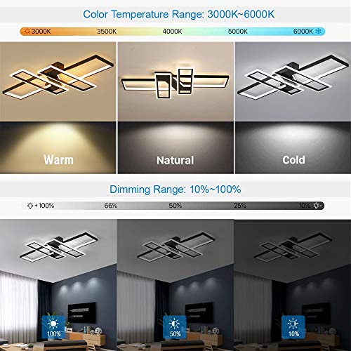 BEHWU, Plafoniera LED, Bianco, Nero, 90 Cm (6580