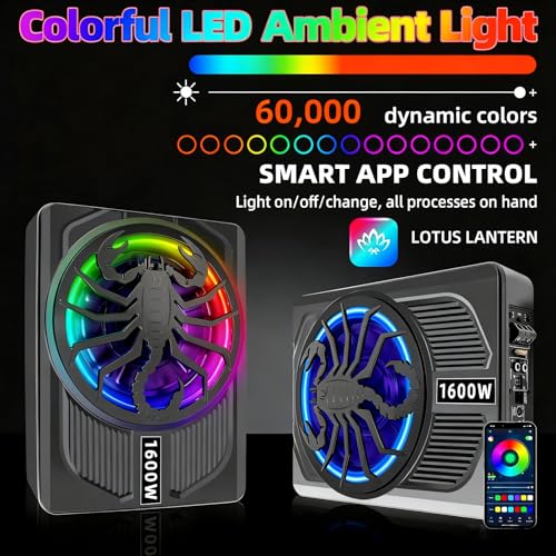 Image of Upgrade1600W Under Seat Subwoofer | 10 inch Slim Car Sub with Built-in Amp, RGB LED Lights, APP Control | Independent Bass Knob, LPF, Gain, Bass Boost | High Output Deep Bass Distortion-Free Audio