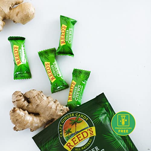 Reed's All Natural Crystallized Ginger Nuggets In A 16 Oz Resealable Bag - Baby Ginger Root Fruit Slices Sweetened With Raw Cane Sugar Crystals - High Energy Ginger Candies For Snacking - 12 Pack #TOP7