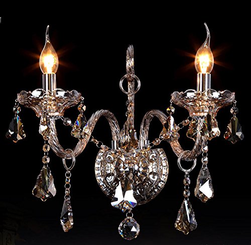 crystal chandelier sconces - Generic 2 Lights 2 Bulbs Crystal Wall Sconces Wall Lamp Corridor Lamp Color Cognac