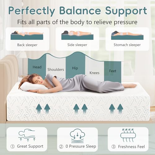 Image of 14 inch Full Size Mattress, Medium Feel Memory Foam Mattress in a Box | Medium Firm, Made in USA, Pressure Relieving, Cooler Sleep, Fiberglass Free, CertiPUR-US Certified, Washable Removable Cover