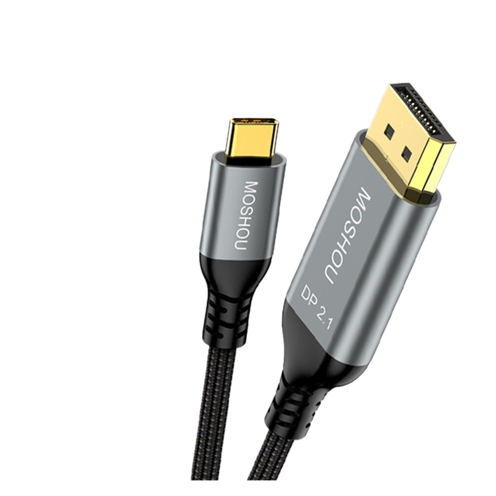 MOSHOU USB C To DisplayPort 2.1 Cable 16K@30Hz 8K@60Hz 40Gbps Thunderbolt 4/3 Type To DP Compatible For MacBook Pro/Air(1.5m(3.9ft))