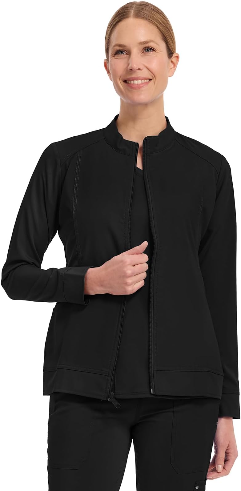 Women's Scrub Jacket, Zip-Up Front with 2-Way Stretch Comfort & Big Kangaroo Pockets 5038