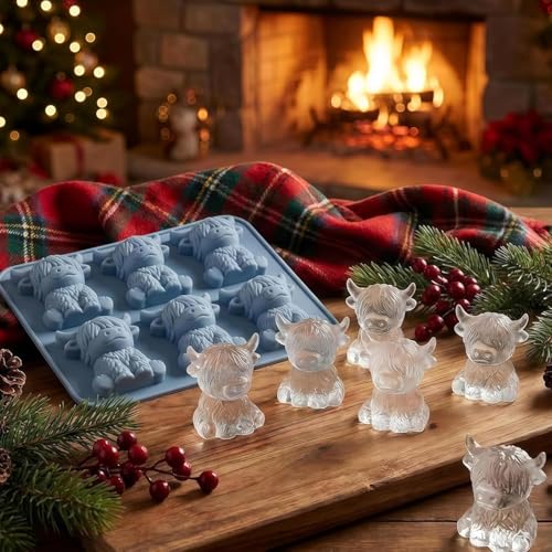 Molde para Cubos de Hielo 3D Mini Vaca Highland miniatura 6