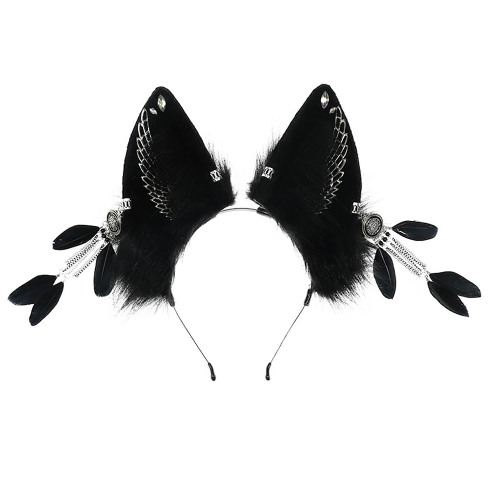 Diademas de orejas de lobo con pendientes colgantes para un look de fiesta navideña 8