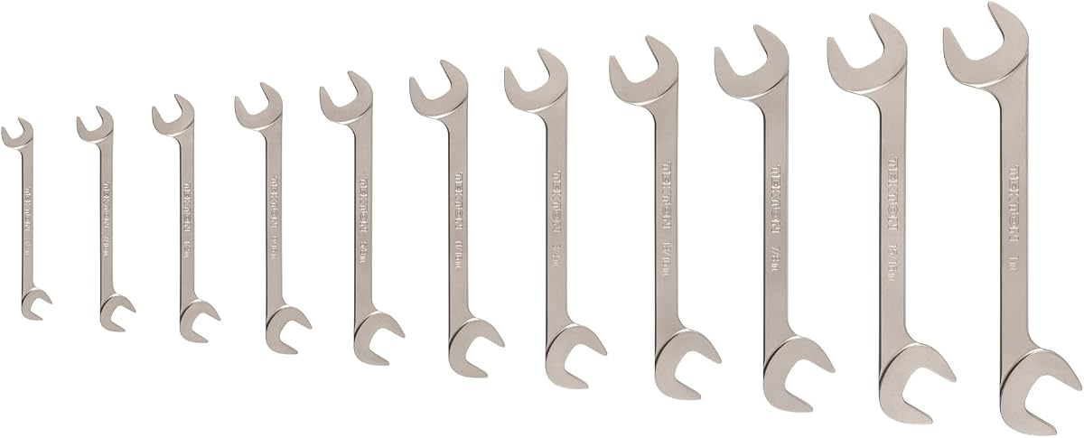 TEKTON Angle Head Open End Wrench Set, 11-Piece | WAE91002