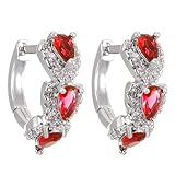 TTPSRY Pendientes Mujer Pendientes Vintage en Forma Corazón Gota con Circonitas Hipoalergénico Adecuado para uso Diario de Fiesta(Rojo)