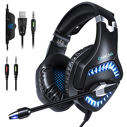 Gaming Headset, mit Mikrofon und LED-Licht Noise Cancelling Headset für PS4 Xbox One Laptop-PC Mac-Computer Smartphone 3,5 mm Stereo-Sound