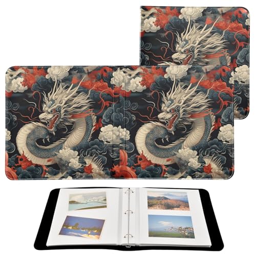 Álbum de fotos autoadhesivo DIY Scrapbook Album diseño cielo nublado dragón con 3 anillos, 40 páginas, 8x10 para memoria miniatura 2