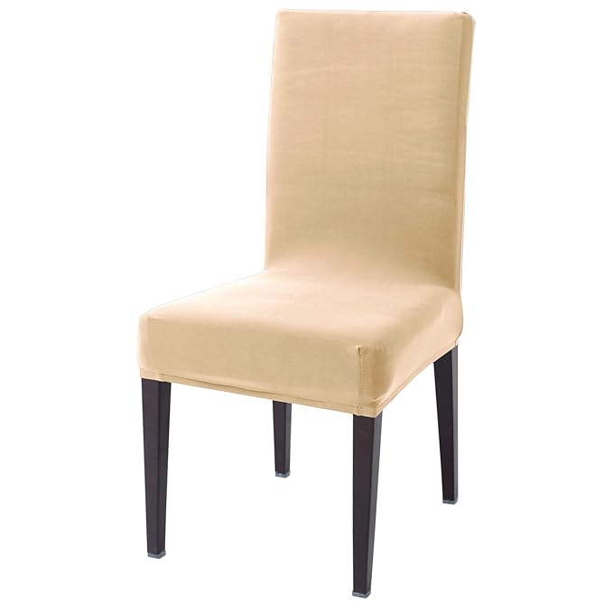 HOKIPO Elastic Dining Chair Cover Stretchable Washable Slipcovers, Beige (AR-4281-E23)