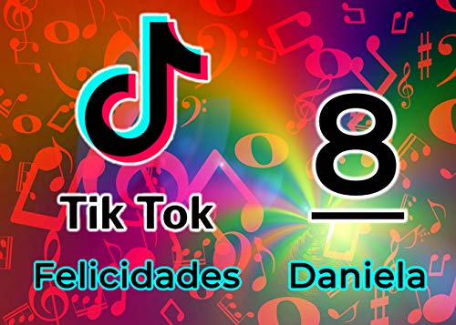 OBLEA de TIK TOK Personalizada con Nombre y Edad para Pastel o Tarta, Especial para cumpleaños, Medida Rectangular de 28x20cm