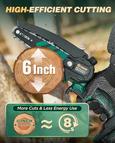 Image of Saker Mini Chainsaw with Auto Oiler|6 Inch Chainsaws[2026 Upgraded]|Mini Cordless Electric Chain Saw|Small Handheld Portable Chainsaw Battery Powered for Tree Trimmer and Garden 2 Batteries+3 Chains