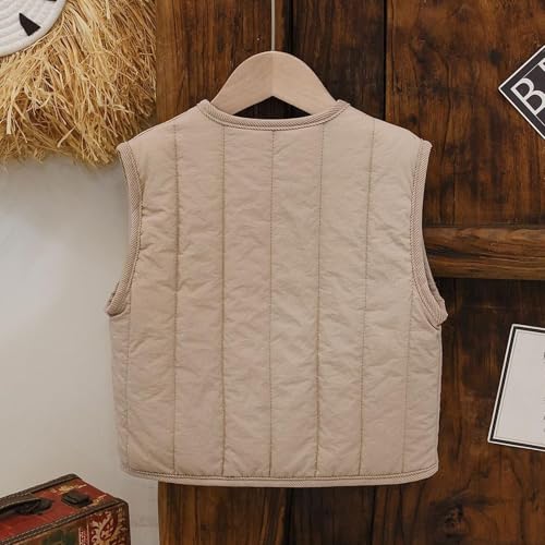 Toddler Girls Boys Warm Puffer Vest Coat Button Down Sleeveless Waistcoat Kids Down Jacket with Pockets 1-8 Years4