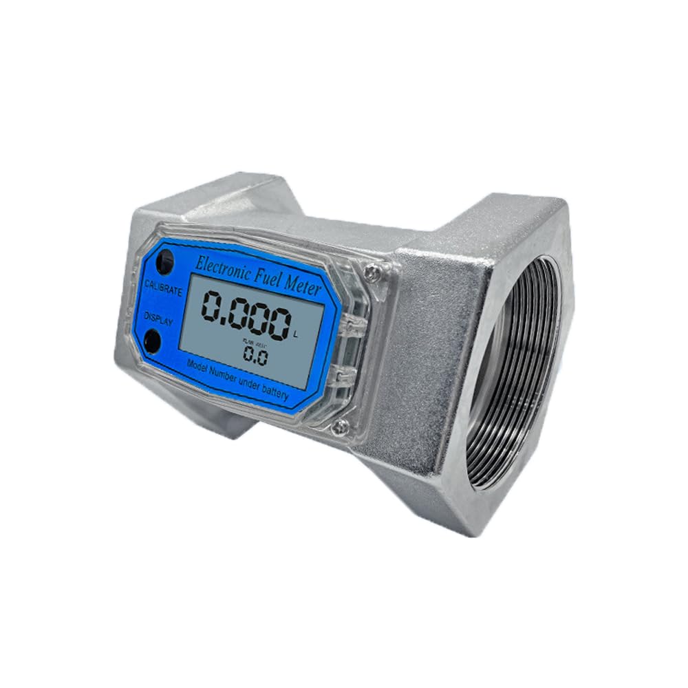 2.5 inch Water Flow Meter,21-263 GPM Fuel Flow Meter with LCD Display,Turbine Flow Meter for Measuring Diesel Kerosene Gasoline Flows