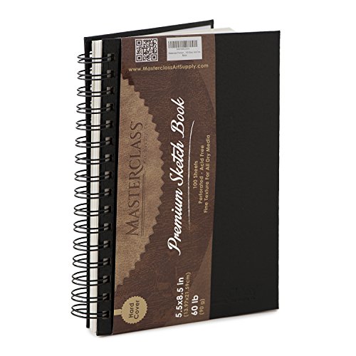 Masterclass Premium 5.5 Inch by 8 Inch Spiral Bound Hardcover Sketchbook, 100-Sheets, Acid-Free, Perfect Sketch Book for Traveling, Durable Cover and Binding Allow Your Drawing Pages to Lay Flat. ?