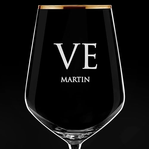 Miniatura 6 de Maverton Juego de 2 copas de vino personalizadas con borde dorado, par de copas para boda, para conocedores del vino, perfectas para parejas, copas