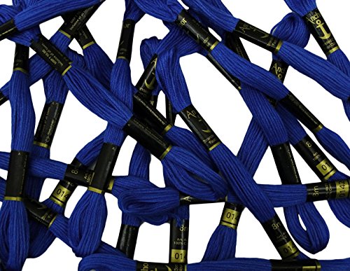 Image of Cross Stitch Hand Embroidery Thread Stranded Cotton Craft Sewing Floss 25 Skeins-Royal Blue