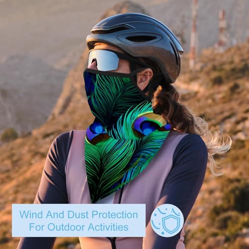 4 Pack Peacock Feather Neck Gaiter, Cooling Breathable Face Mask UV Protection Scarf Hiking Bandana for Men/Women2