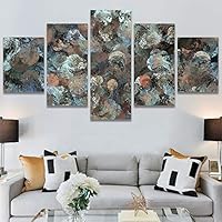 SIGNWIN 5 Panel Canvas Wall Art Modern Art Abstract Contemporary Edgy Mixed Media Multicolor Patterns for Home Decorations Ready to Hang - 60