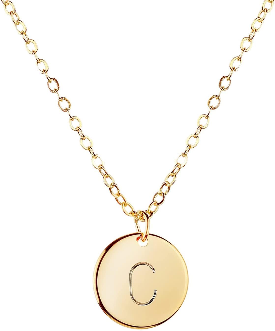 MignonandMignon Gold Initial Necklace Initial Disc Necklace Mothers Day Gift Bridesmaid Jewelry Gift for Her